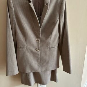 Antonio Melani Beige Pinstripe Blazer and Skirt suit